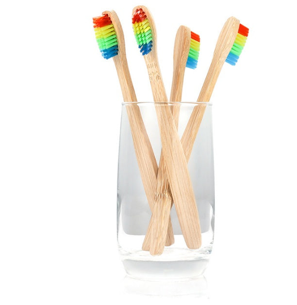 Bamboo toothbrush rainbow bamboo toothbrush colorful bamboo toothbrush environmental protection bamboo handle toothbrush